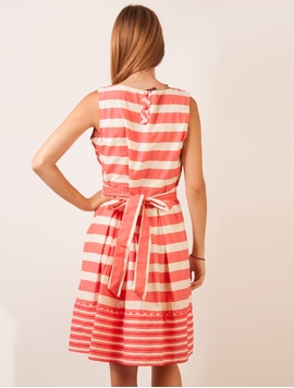 Rochie De Vara Fara Maneci Roz Si Alb
